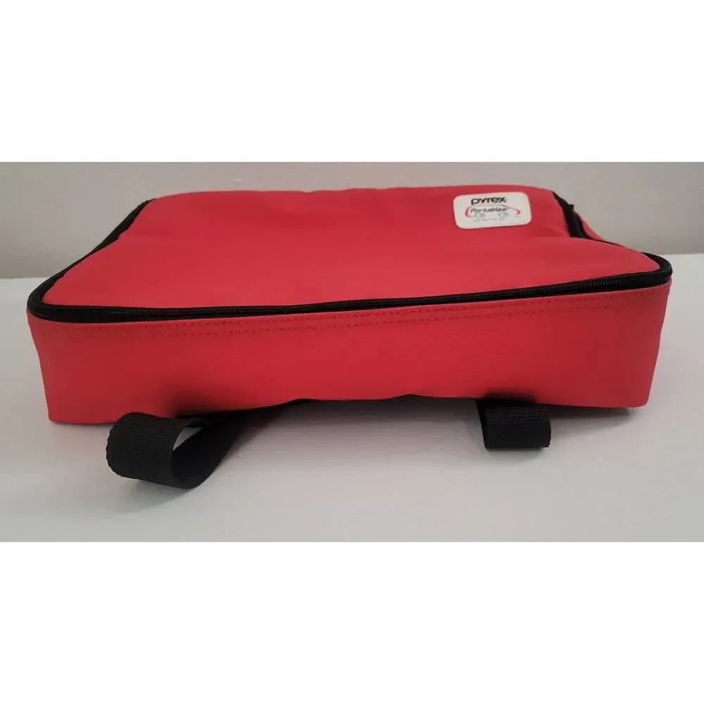 Pyrex Portables Insulated Casserole Dish Carrier Red Black Cold Pack Pocket